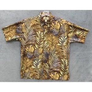 Island Connection Button Down Shirt Mens Size M Floral Short Sleeve Vacationcore